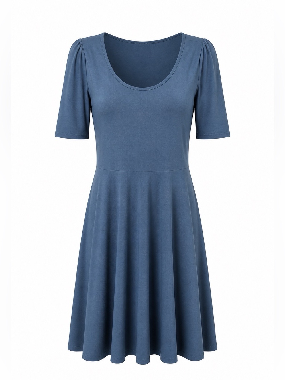 LuLaRoe Dusty Blue Scoop Neck Fit & Flare Dress - Picture 1 of 6